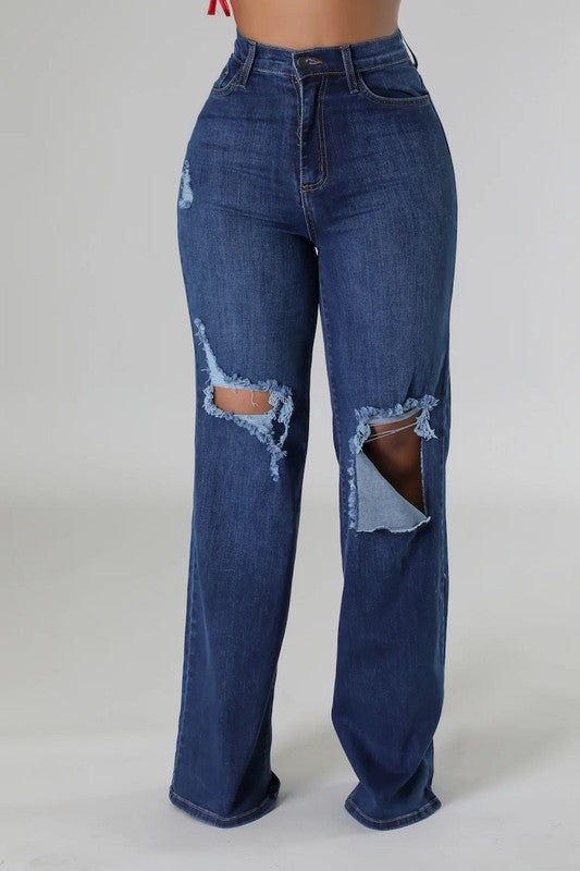 Jade Me Ripped Wide Leg Jeans