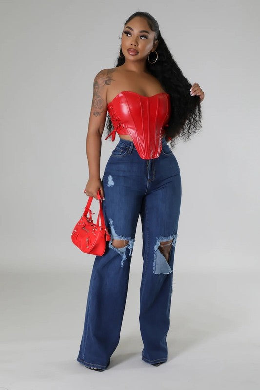 Jade Me Ripped Wide Leg Jeans