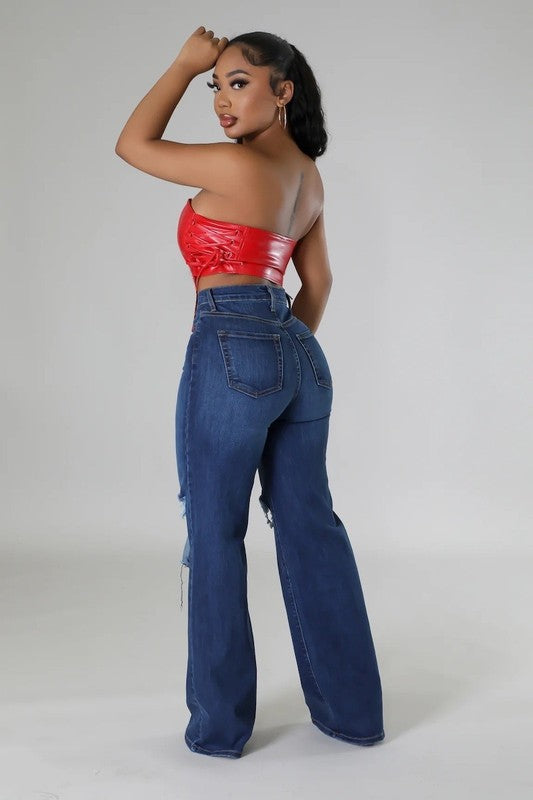 Jade Me Ripped Wide Leg Jeans