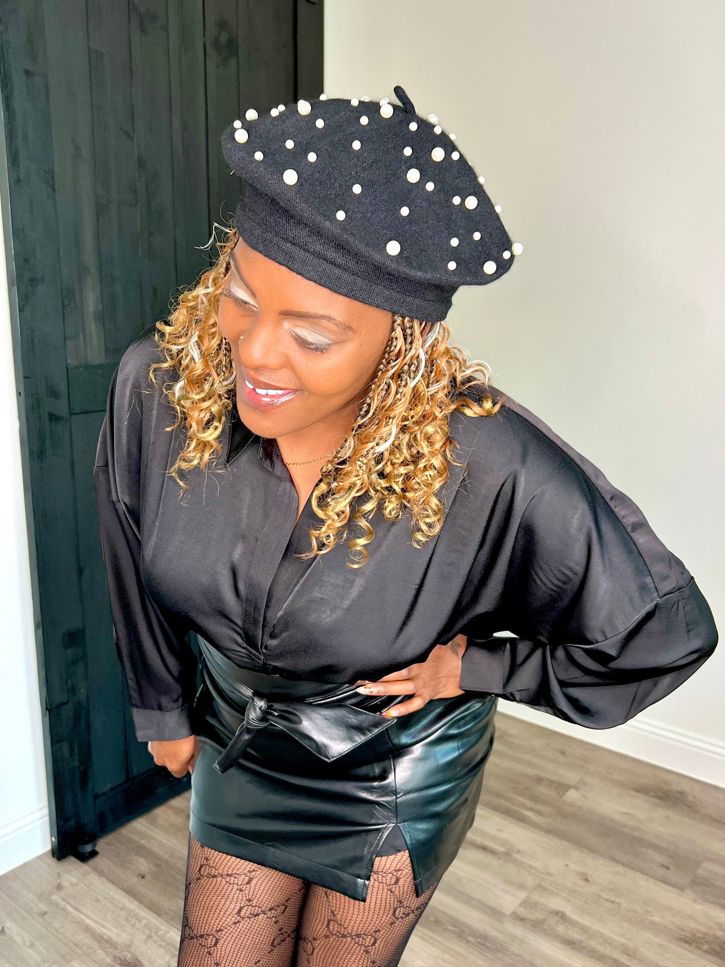 Dripped In Pearls Hat Black