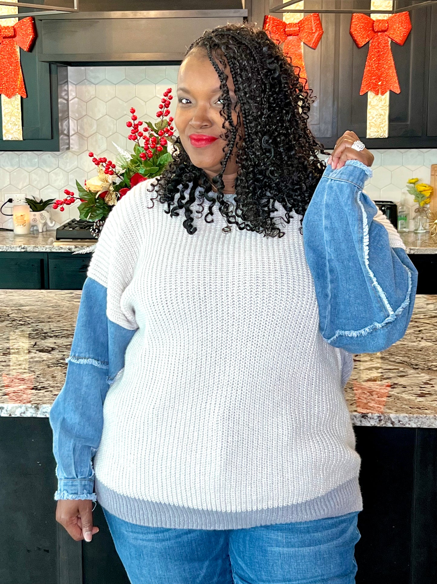 Denim and Thangs Sweater