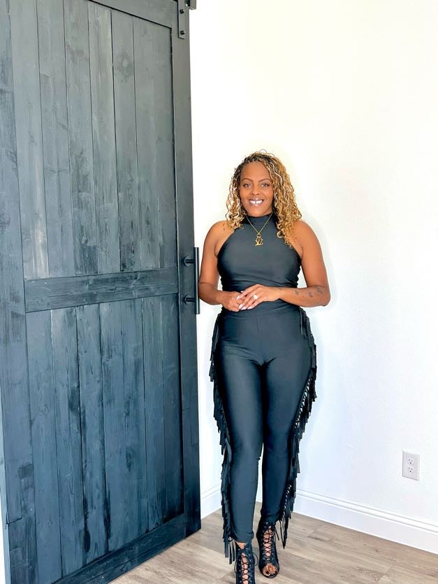Fringe and Salsa 2 Piece Leggings Set | Black