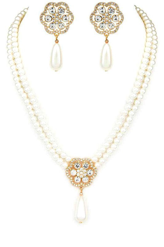 The Lady With Class Pearl Crystal Pendant Set