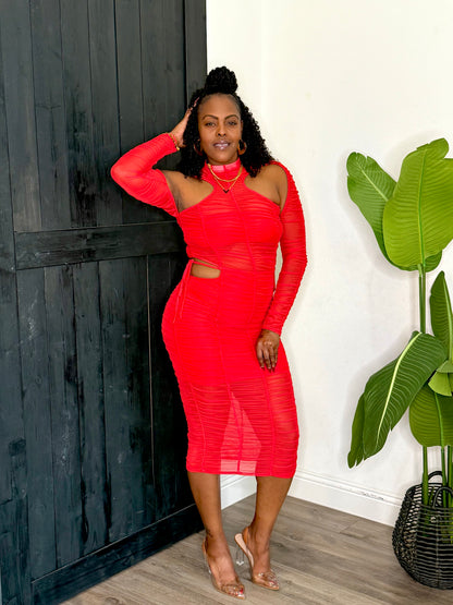 Shut It Down Dress Red